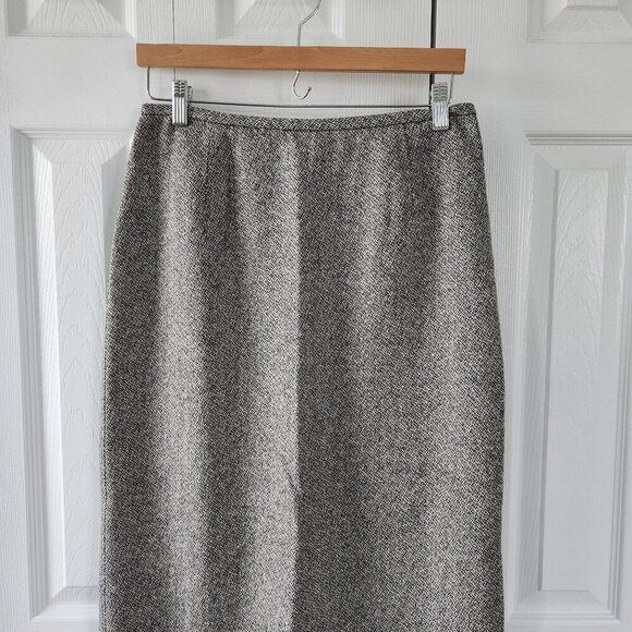 Liz Claiborne Black/White Silk/Wool Blend Long Skirt - Picture 7 of 8